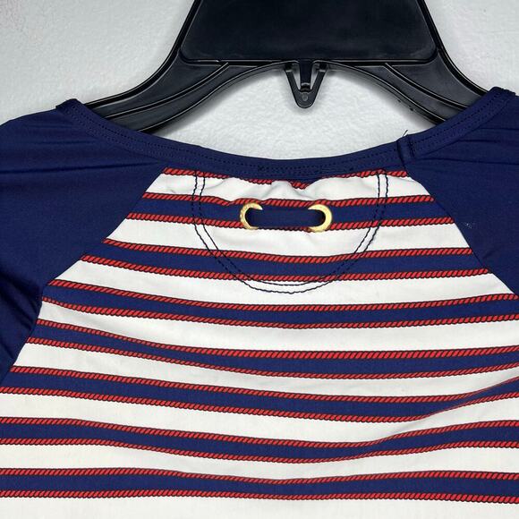 Sperry Women's Sailing Stripe Swim Shirt Size Small Rash Guard Preppy Nautical - Picture 7 of 13